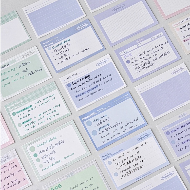 Giấy note Learning card Planwith Enhance tặng kèm sticker