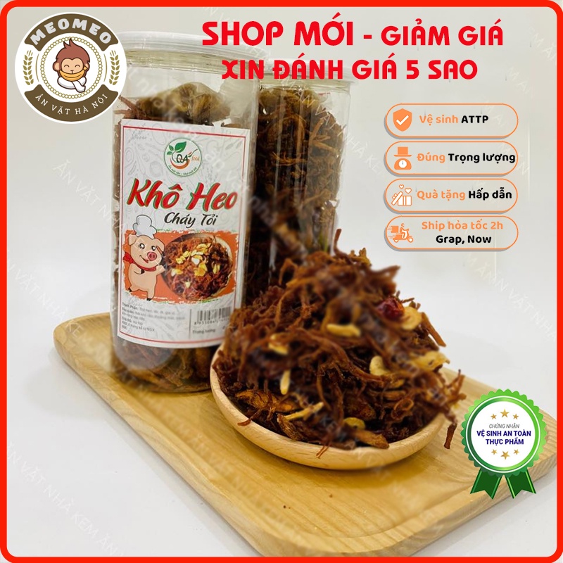 Khô heo cháy tỏi, thịt heo khô 300g loại ngon, heo khô cháy tỏi chuẩn vị MEOMEO đồ ăn vặt Hà Nội, tốt cho sức khỏe | BigBuy360 - bigbuy360.vn