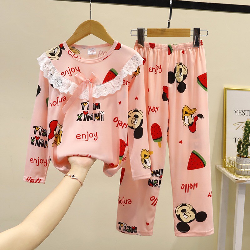 Đồ bộ Pijama cho bé gái Beeshop thiết kế họa tiết siêu cute full size PM