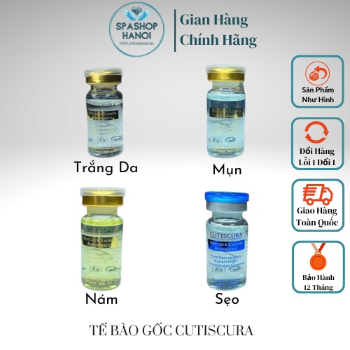 Tế Bào Gốc cutiscura 10ml Trắng da,mụn,nám,sẹo. kèm nút bóp nhỏ giọt dùng cá nhân spa thẩm mỹ viện