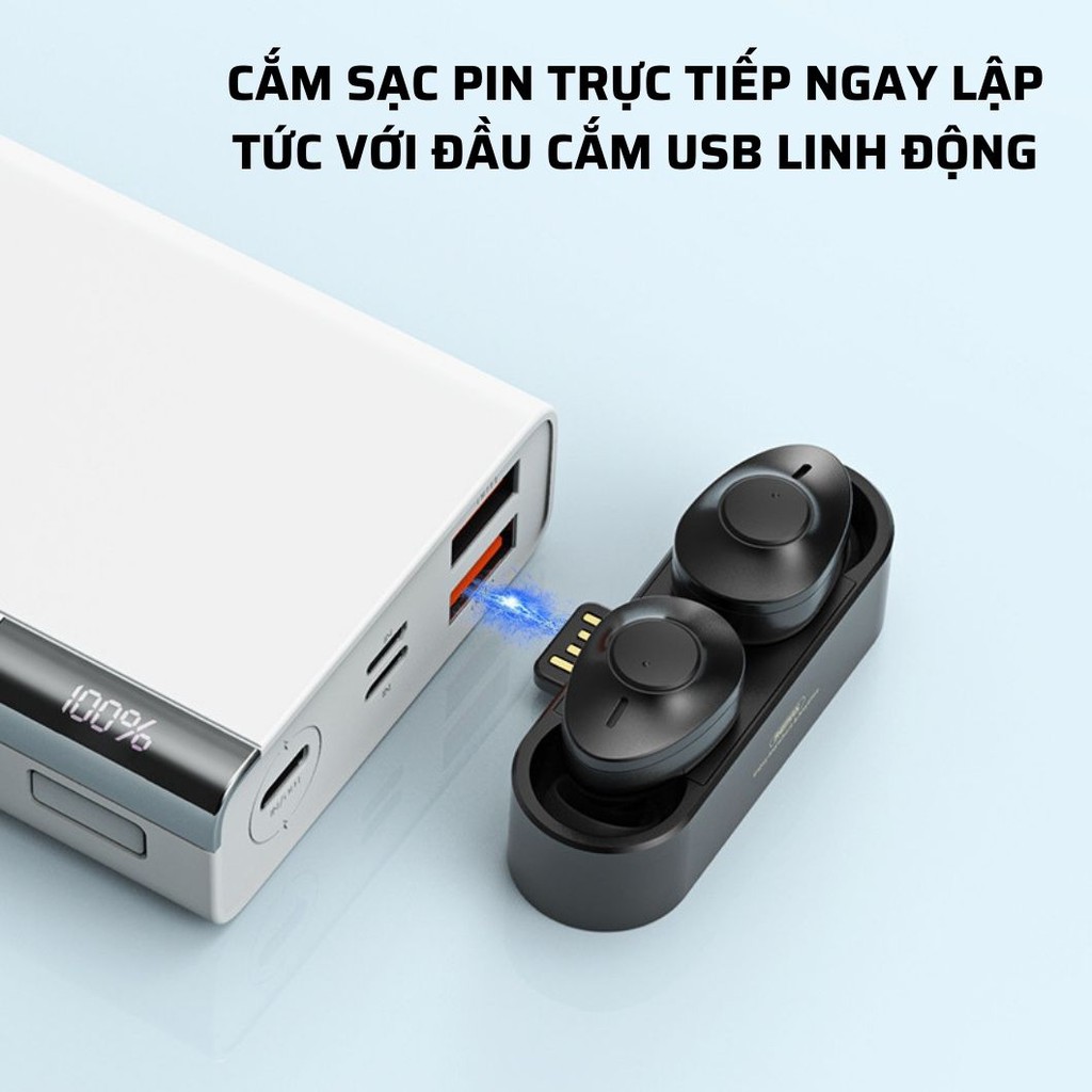 Tai nghe bluetooth 5.0 chính hãng REMAX TWS -21 True Wireless siêu nhỏ có mic, tai phone không dây nhét tai - Memotop