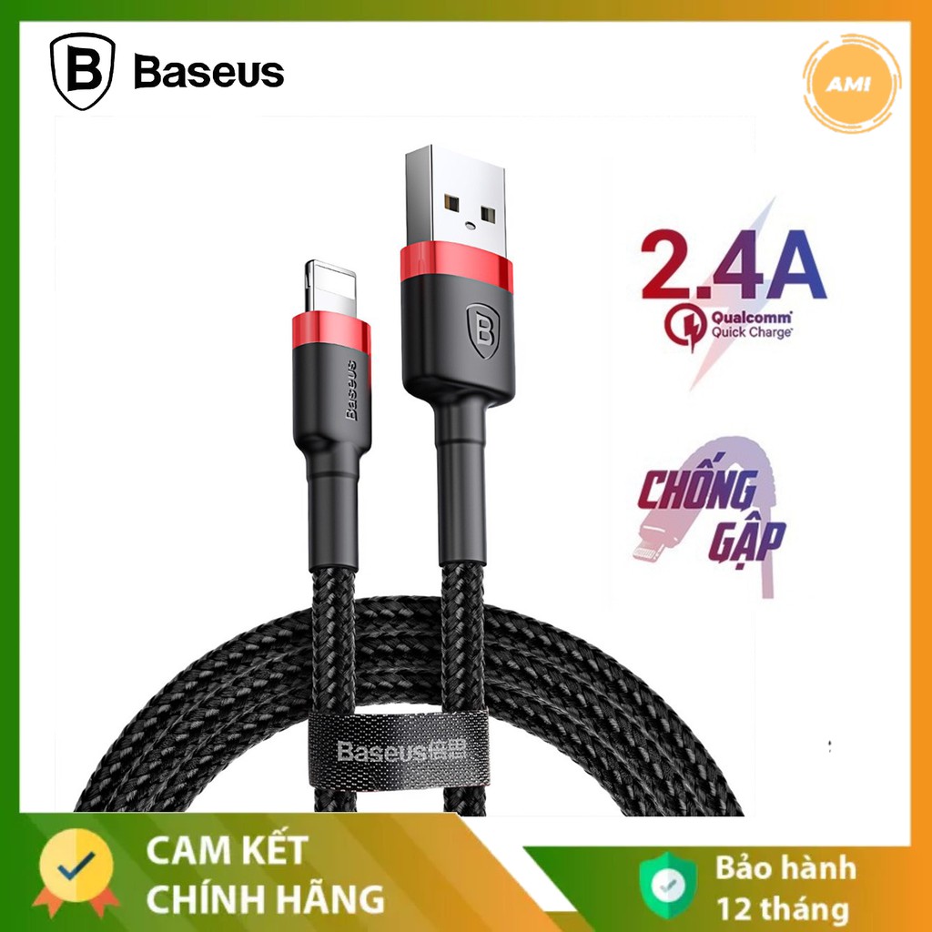 Cáp Sạc iPhone Baseus - Dây Lightning chính hãng - Hỗ trợ sạc nhanh - Siêu bền - Chính hãng - Bảo hành 12 tháng