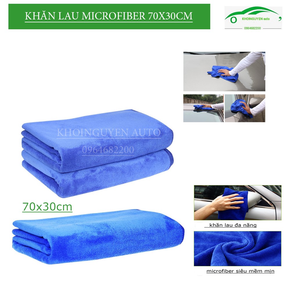 Khăn lau xe ô tô - khăn lau microfiber mềm mịn thâm hút tốt khổ 70x30cm và 30x30cm - LX2