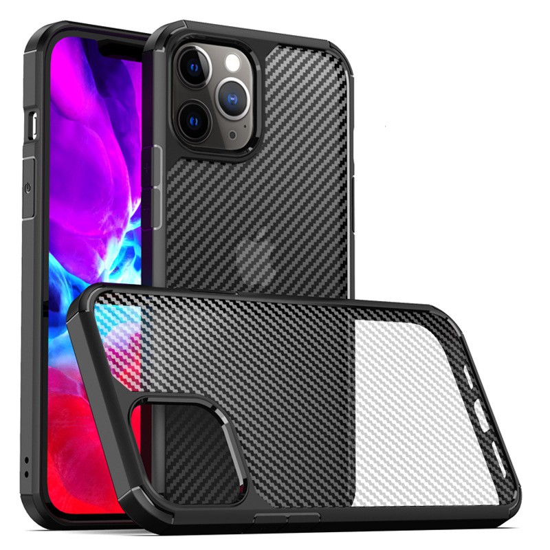 Ốp Lưng Vân Carbon Trong Suốt dành cho iPhone 12 &amp; 12 Pro / 12 Pro Max.