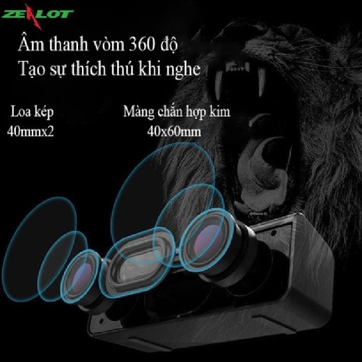 Loa Bluetooth 5.0 Di Động Zealot S31, Loa Không Dây Âm Thanh Nổi 3D HIFI Hỗ Trợ Thẻ nhớ , cổng AUX