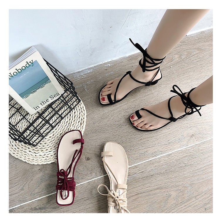 (ORDER) Sandal buộc dây cao gót thời thượng đế 3cm