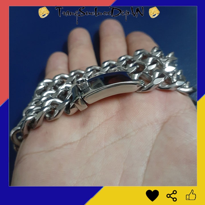 Dây chuyền nam inox cao cấp kiểu lặc đơn vát cạnh khóa hộp 13ly sáng đẹp, không đen, thể hiện đẳng cấp phái mạnh