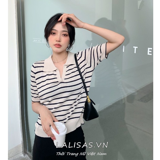 Áo Dệt Kim Tay Ngắn Dáng Rộng Họa Tiết Sọc Ngang Phong Cách Hàn Quốc Trẻ Trung | BigBuy360 - bigbuy360.vn