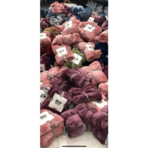 Chăn nỉ nhung Muji cao cấp loại 1,8kg , Chăn Muji nhung mềm mịn mỏng nhẹ