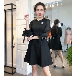 Đầm tay dài phối voan