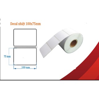 Giấy decal in nhiệt, in mã vạch khổ 100*75mm - cuộn dài 50m (600 tem/cuộn)