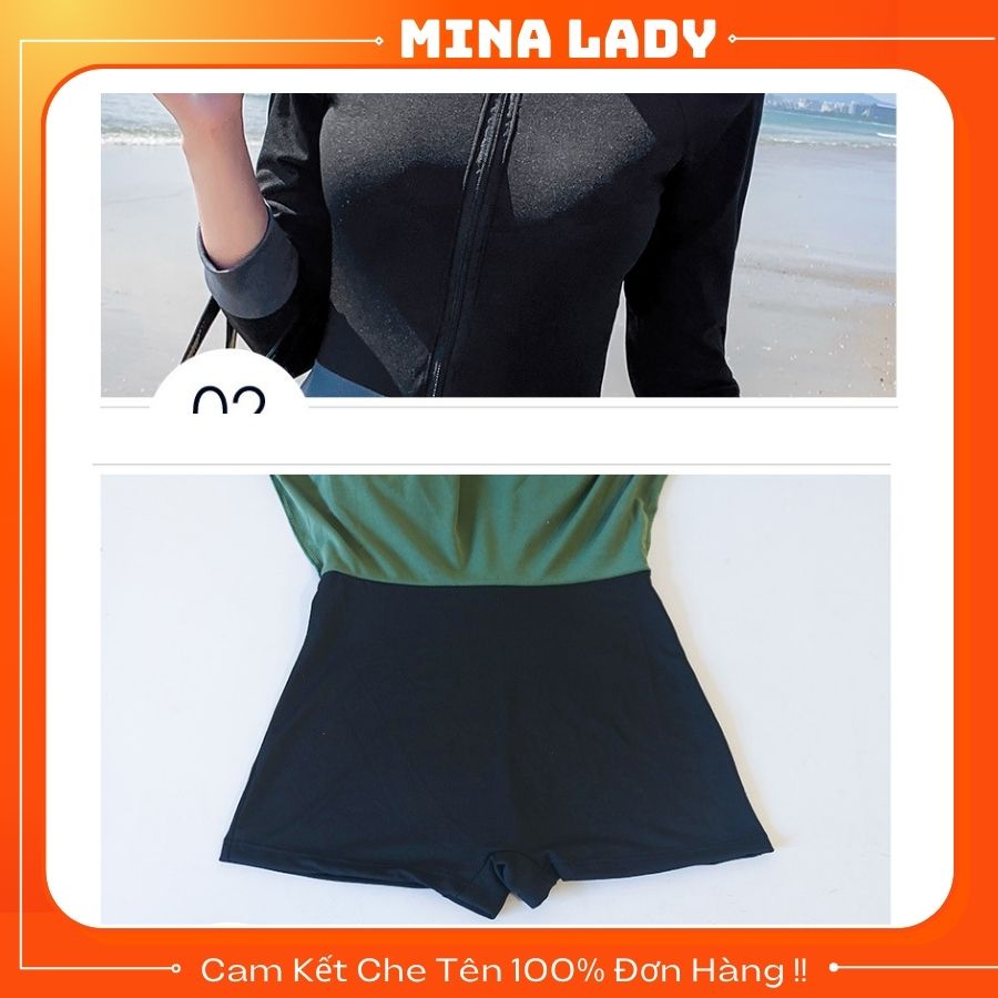Đồ Bơi Nữ Dài Tay Tránh Nắng Áo Bơi Kín Đáo  Tay Dài Có Khóa Dáng Váy Bơi Liền Quần Ôm sát