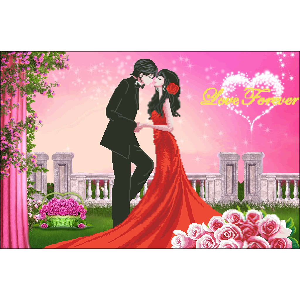 Tranh Thêu Chữ Thập Love Forever 8