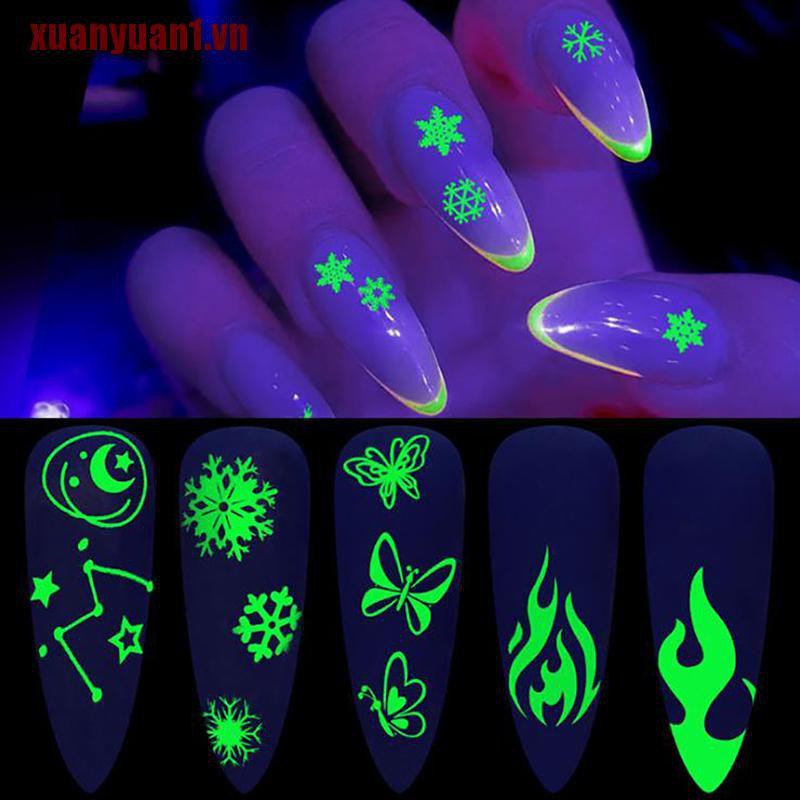 [Hàng mới về] Miếng dán móng tay 3D phát sáng trong bóng tối phong cách halloween