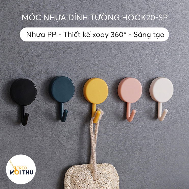 Túi 10 Móc Treo Nhựa Tròn HOOK20-SP - 2 màu - Tròn xoay đáng yêu - Treo Mọi Thứ