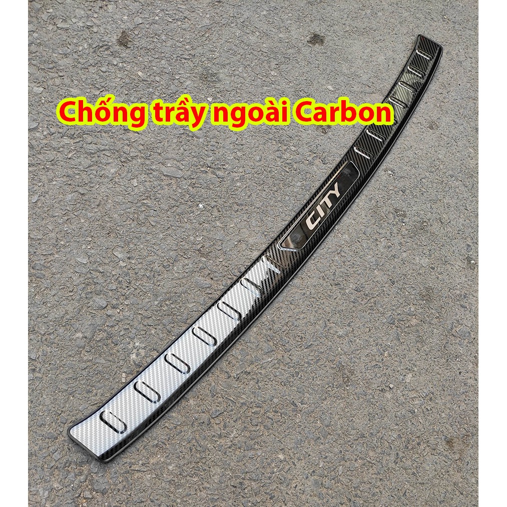 Nẹp Bậc Cửa, Chống Trầy Cốp Xe Honda City 2021 2022 Mẫu Carbon Cao Cấp - tặng kèm keo tăng dính