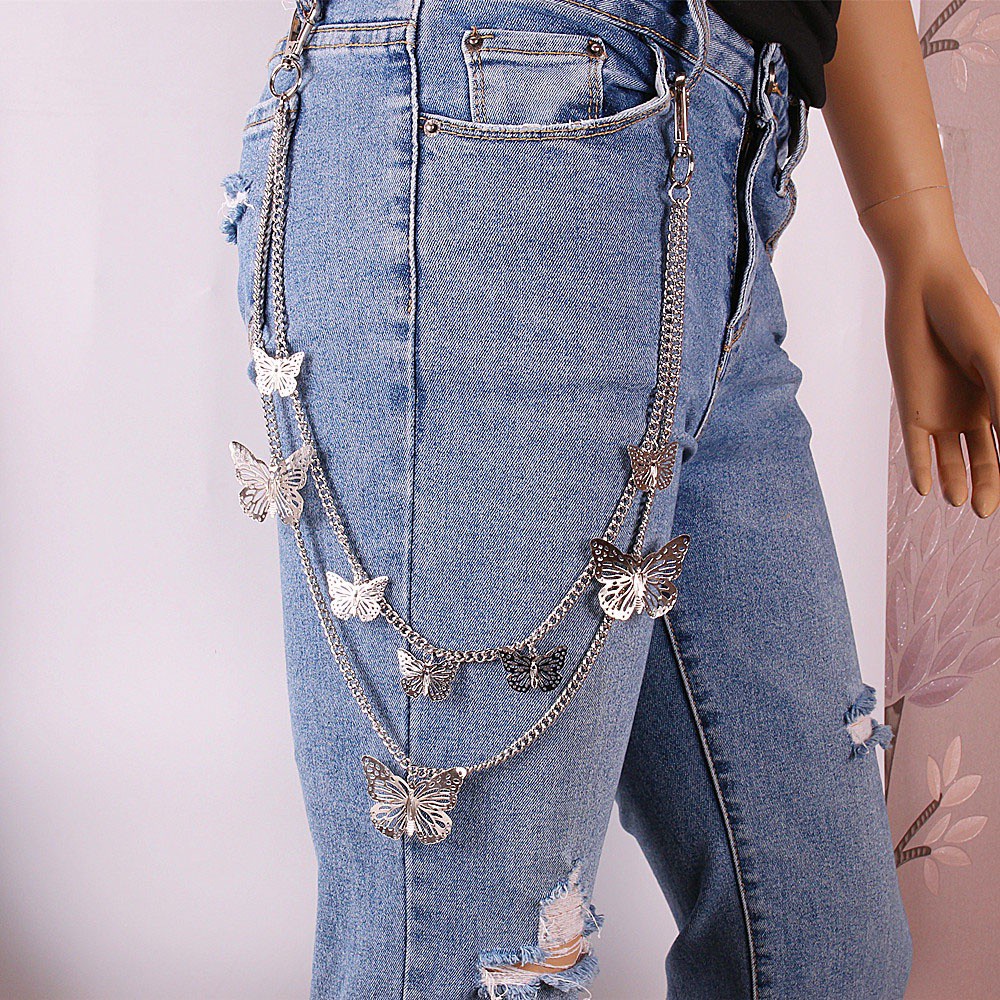 Dây Xích Dài Đeo Thắt Lưng Quần Jeans Phối Hình Bướm Nhiều Màu Thời Trang Cho Nam Nữ