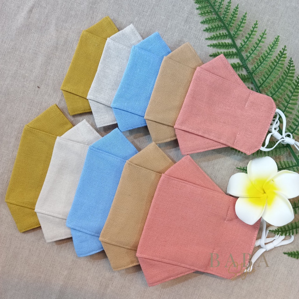 Khẩu Trang Vải Trẻ Em 3 Lớp Linen Cotton Khẩu Trang Em Bé Thời Trang Kháng Khuẩn Thoáng Mát Nhiều Màu Có Nút Điều Chỉnh