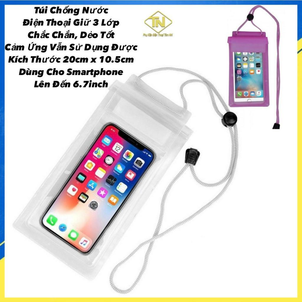 Túi chống nước điện thoại chất liệu nilon chống thấm trong suốt bảo vệ thiết bị an toàn kích thước 20cm x 10.5cm