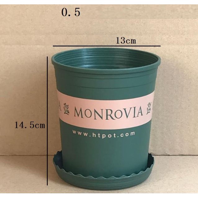 Chậu MONROVIA Size 0,5 (gồm Đĩa Lót) - Chậu nhựa trồng cây chuyên để trồng các loại hoa kiểng, đặc biệt là Sen đá