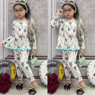 Bộ babydoll tay dài quần dài thun borip xinh xắn cho bé gái từ 11 đến 23kg - Bộ quần áo bé gái - FREESHIP