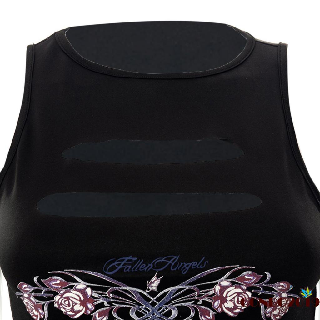 Áo Croptop Sát Nách Cổ Tròn In Họa Tiết Hoa Hồng Thời Trang Cho Nữ