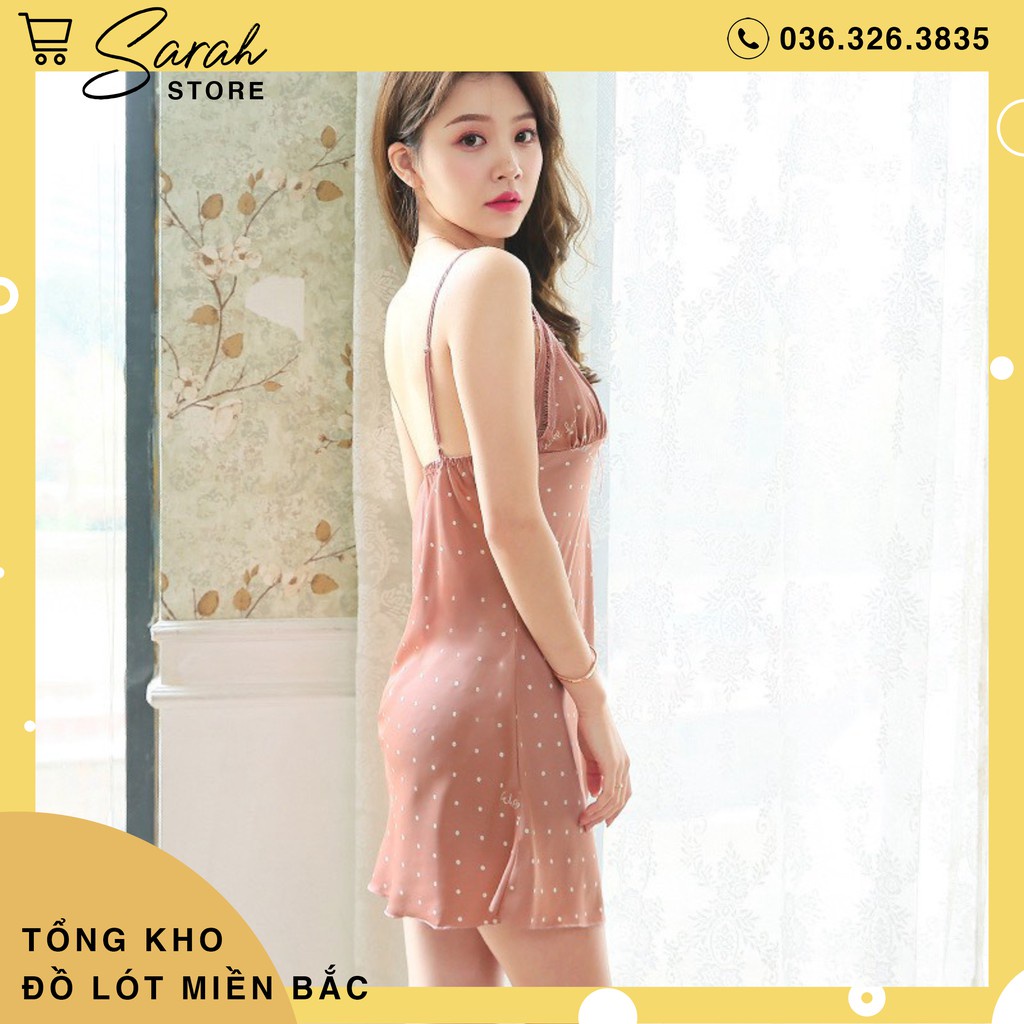 Váy Ngủ Lụa ,Đầm Ngủ Lụa Cao Cấp ( Chấm Bi )