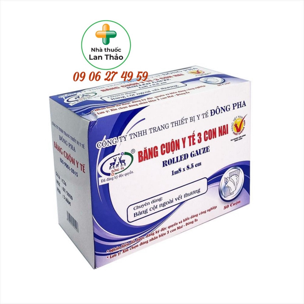 Băng cuộn y tế đông pha 1 bịch 5 cuộn 1,8MX0,085M giá tốt - băng gạc 3 con nai