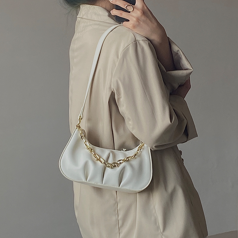 IELGY Niche Túi Xách Đeo Vai Phối Xích Hình Đám Mây Gấp Gọn Được Cá Tính Cho Nữ