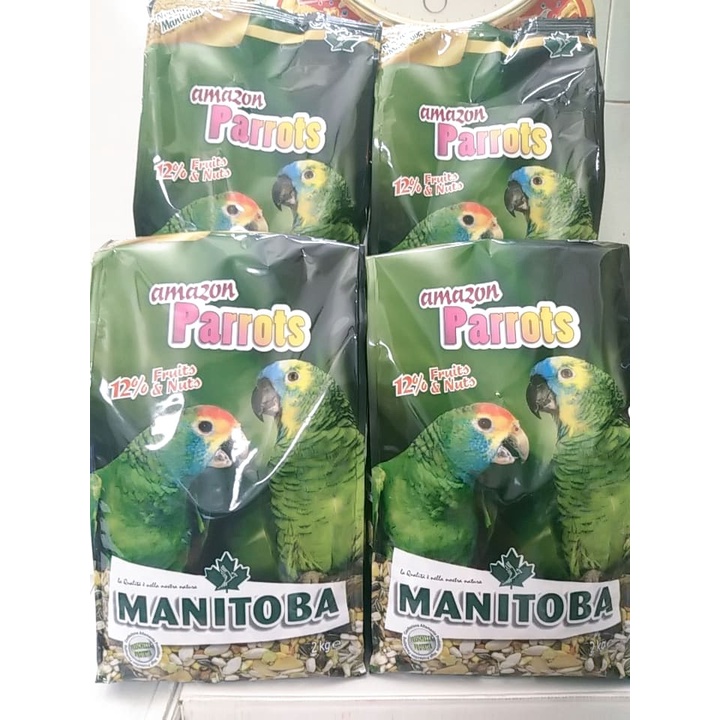 hạt trộn hoàn chỉnh  AMAZON PARROTS gói nguyên 2KG của MANITOBA chuyên dùng cho tất cả vẹt amazon