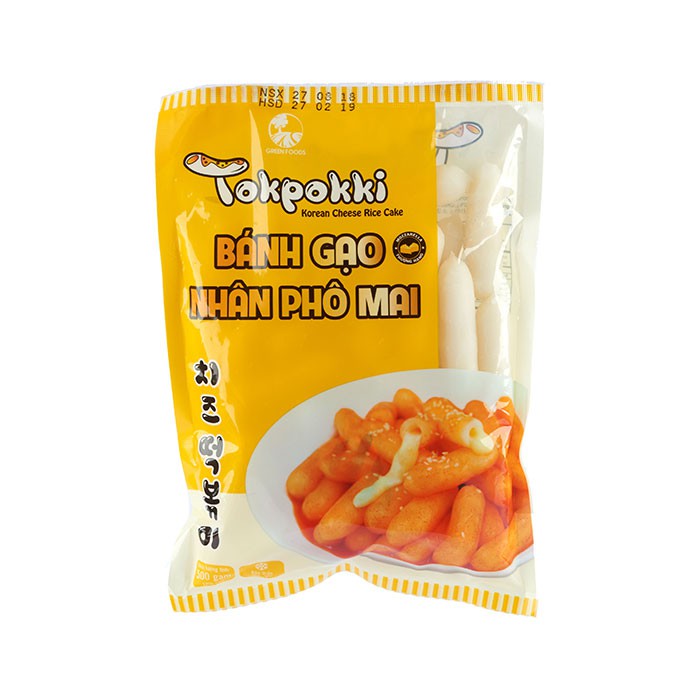 combo bánh gạo tokbokki +bánh gạo nhân phô mai green food+100g bột phô mai+100g sốt