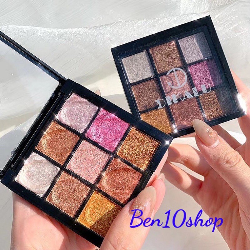 Phấn mắt 9 ô nhũ kim tuyến DIKALU ( vỏ đen )