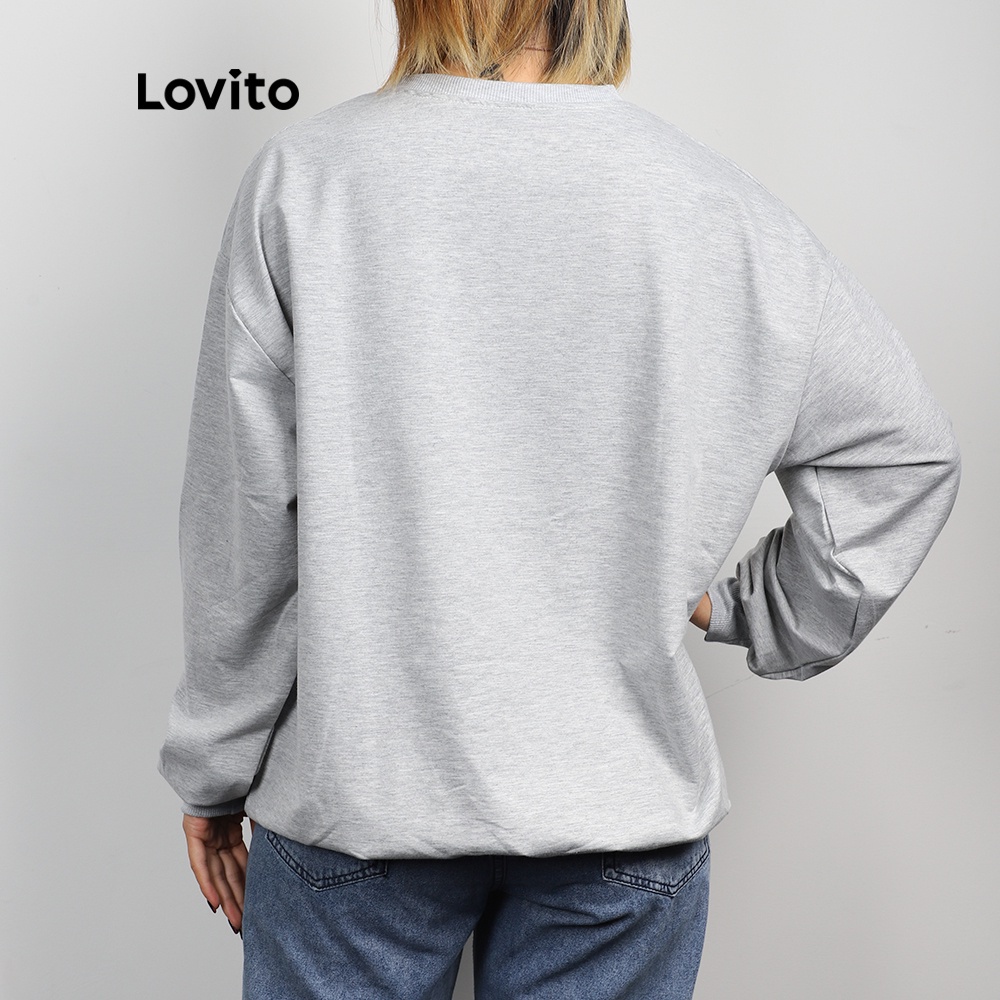Áo nỉ in chữ Lovito L07995 (xanh dương/xanh lá) | BigBuy360 - bigbuy360.vn