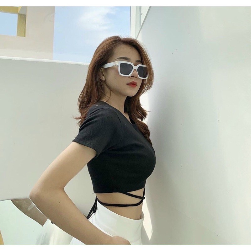 Áo kiểu croptop tay ngắn cột dây