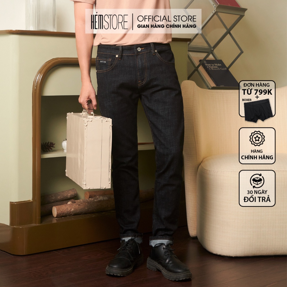 Quần Jean Nam Màu Đen Muối Tiêu Slim-fit SAQJ48 |SATOSHI|