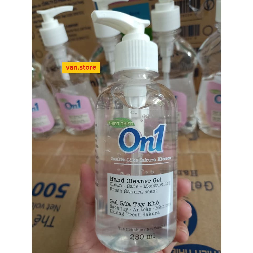 [10 chai] Gel Rửa Tay Khô On1 250ml Chai Có Vòi Nhấn Tiện Lợi - Hương Fresh Sakura