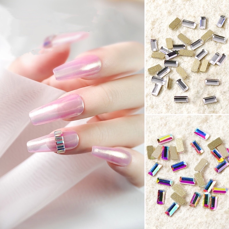 phụ kiện đá chân bằng hình nhật trang trí nail 50 viên 1 gói