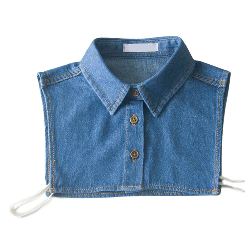 Xiangbao Áo Sơ Mi Denim Giả Cổ Bẻ Cài Nút Có Thể Tháo Rời Trang Trí Giản Dị Cho Nam Và Nữ