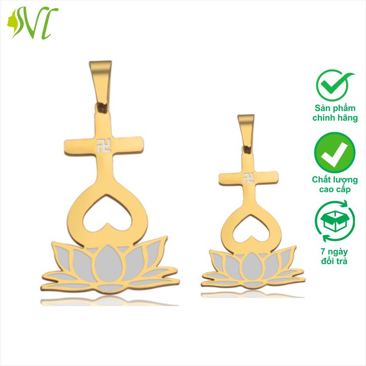 Mặt dây chuyền thiên tâm đạo titan Người Đẹp Vì Lụa đế hoa sen không đen xài nước tốt