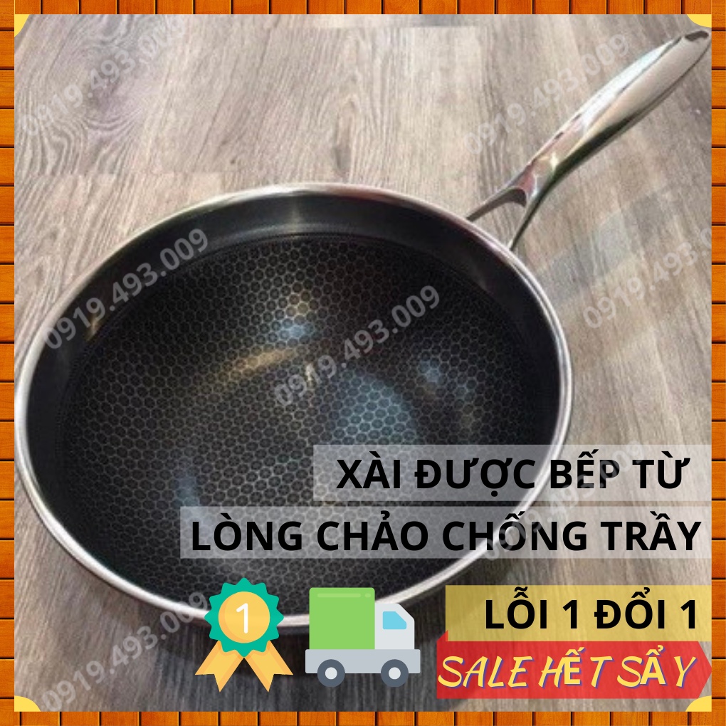 Chảo Chống Dính  Vân Tổ Ong Sâu Lòng Size 32 CM Nấu Canh Xào Kho Thoải Mái