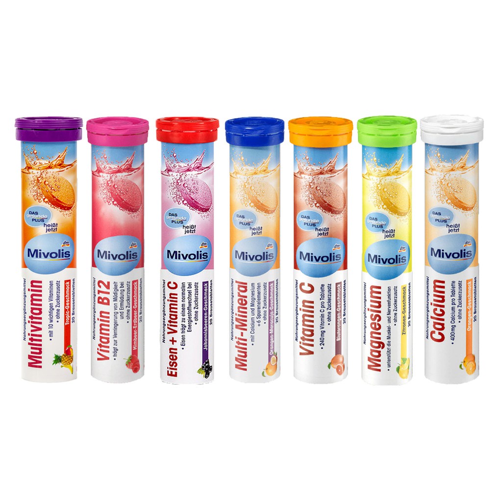 Viên sủi Mivolis Vitamin C Đức ống 20 viên hỗ trợ tăng cường hệ miễn dịch - Gemizy Shop