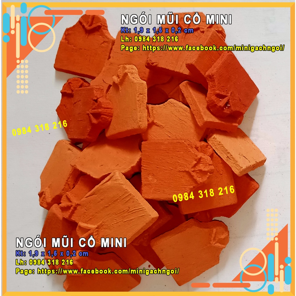 Ngói lợp mũi cổ Mini (set 340 viên), gạch mini xây nhà mini, mô hình tiểu cảnh, trang trí sân vườn