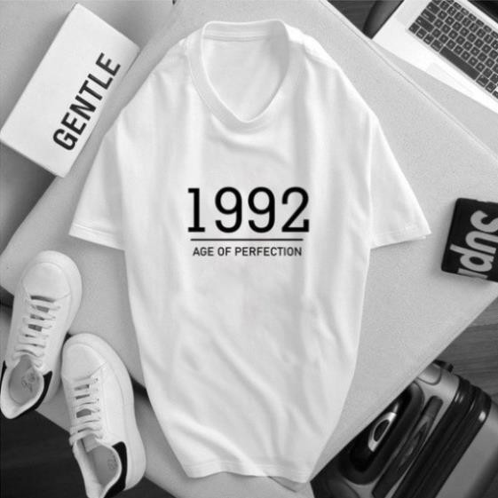 Áo phông màu TRẮNG in năm sinh 1990,1991,1992,1993,1994  [FREESHIP] Áo unisex,vải cotton xịn  ྇