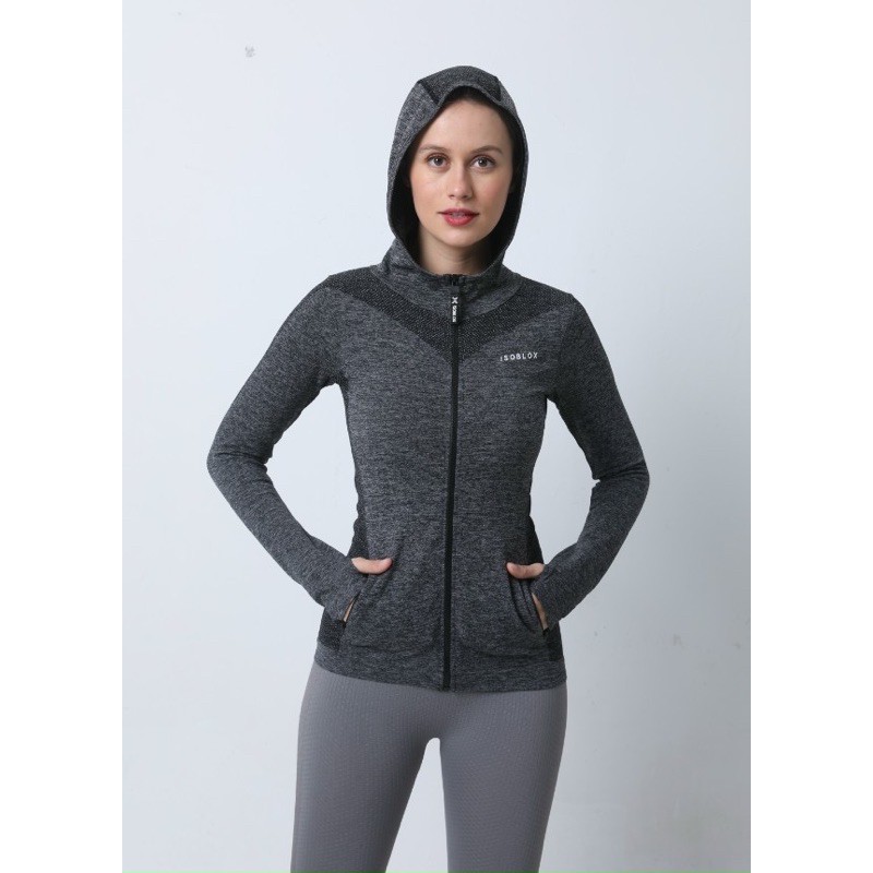 ÁO KHOÁC NỮ DỆT GÂN CÓ TÚI GYM,THỂ THAO,YOGA isoblox