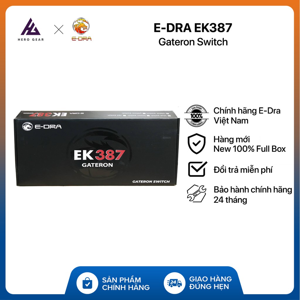 Bàn phím cơ EDRA EK387 Phiên bản Gateron Switch - Led trắng - Kết nối USB Type-C - Hàng chính hãng