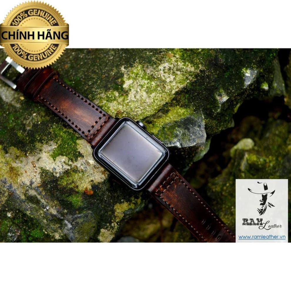 DÂY ĐỒNG HỒ DA BÒ THẬT CHO APPLE WATCH  – RAM PILOT MÀU CHOCOLATE - HÀNG CHÍNH HÃNG RAM LEATHER .