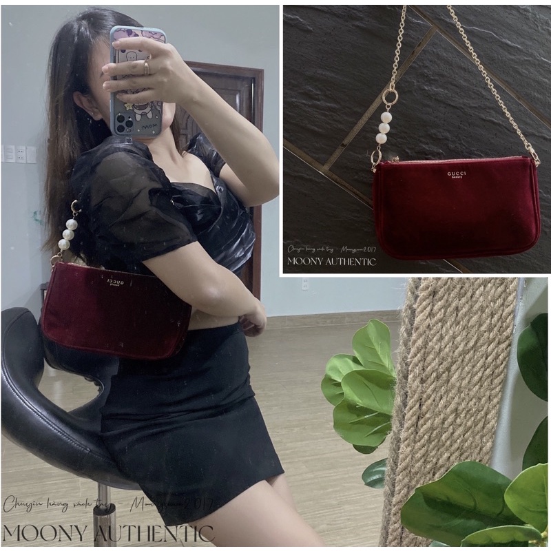 Túi mỹ phẩm pouch gift Gucci-Beauty nhung