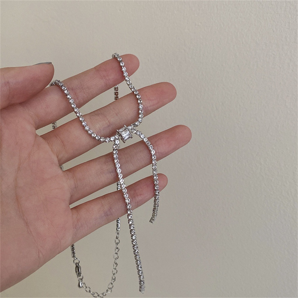 Vòng Cổ Choker Dạng Chuỗi Tua Rua Đính Đá Zircon Màu Bạc Thời Trang Hàn Quốc Cá Tính Dành Cho Bạn Nữ
