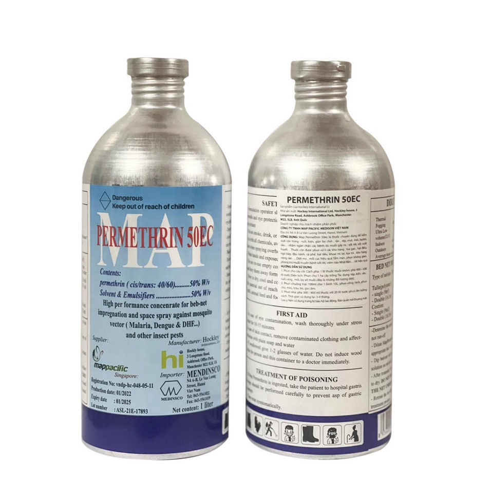 Thuốc Diệt Muỗi MAP PERMETHRIN 50EC Chai Nhôm 500ml Xuất Xứ Anh Quốc, Tiêu Diệt Côn Trùng Sâu Bệnh