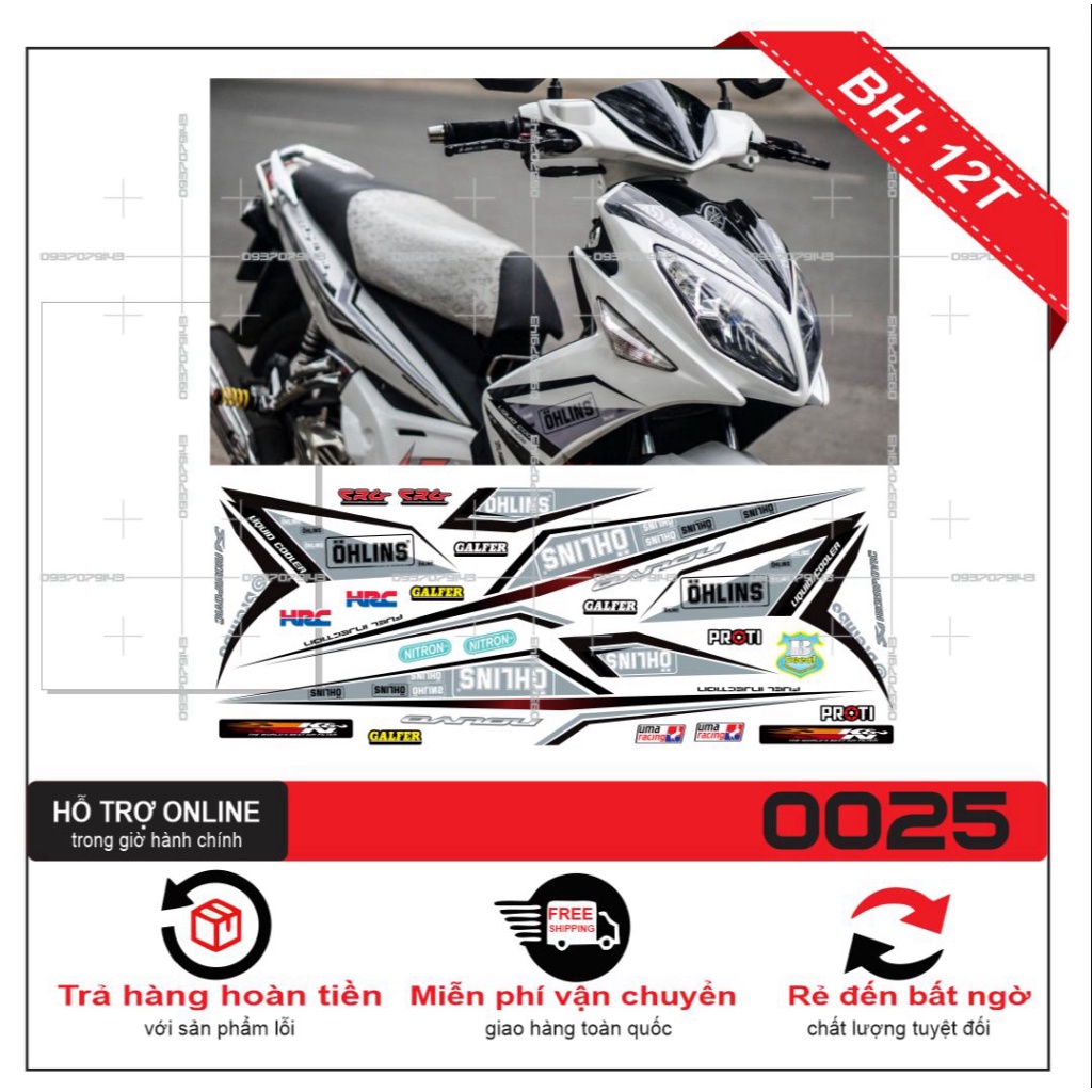 TEM XE NOUVO 4 LX DÁN XE TRẮNG -- SHIN DECAL 2